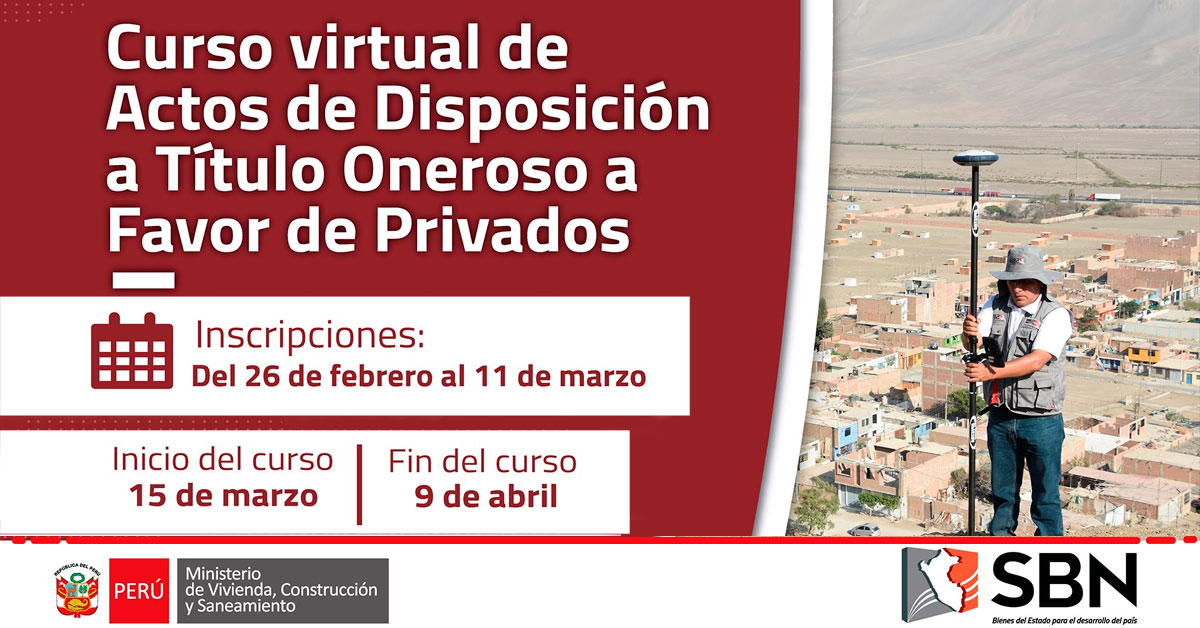 (Curso Virtual) SBN: Actos de Disposición a Título Oneroso a Favor de Privados