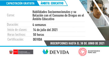 (Capacitación Gratuita) DEVIDA: Habilidades Socioemocionales y su Relación con el Consumo de Drogas