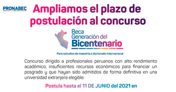 Beca Generación del Bicentenario 2021 para estudios de Maestría o Doctorado Internacional