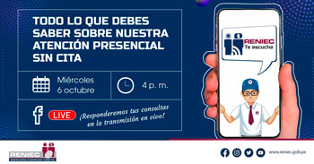 RENIEC te invita a conocer todo sobre la atención presencial sin cita