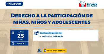 (Charla Virtual Gratuita) DEFENSORIA: Derecho a la participación de niños y adolescentes