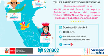 (Taller Virtual) SENACE: Modificatoria del estudio de impacto ambiental detallado del proyecto Nueva Yanango