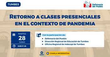 (Charla Virtual Gratuita) DEFENSORIA: Retorno a clases presenciales en el contexto de la pandemia