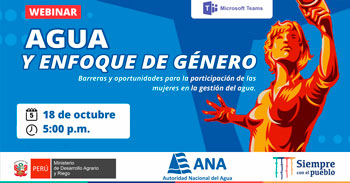 (Webinar Gratuito) ANA: Barreras y oportunidades para la participación de las mujeres en la gestión del agua