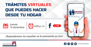 Evento virtual gratuito sobre trámites virtuales puedes hacer en la RENIEC desde tu hogar