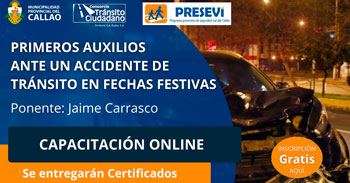 Capacitación virtual gratuita sobre primeros auxilios ante un accidente de tránsito en fechas festivas