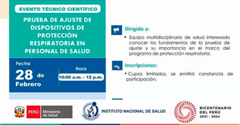 Evento virtual sobre la prueba de ajuste de dispositivos de protección respiratoria en personal de salud