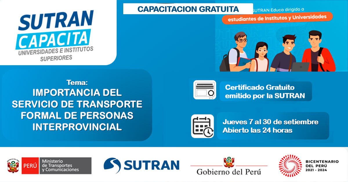 Capacitación online gratis "Importancia del servicio de transporte formal de personas interprovincial"