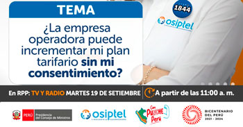 Evento online gratis ¿La empresa operadora puede incrementar mi plan tarifario sin mi consentimiento?  de OSIPTEL