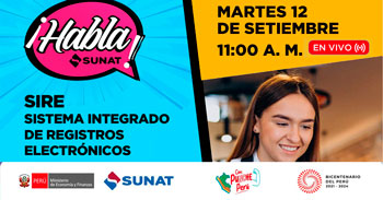 Evento online gratis "SIRE Sistema integrado de registros electrónicos" de la SUNAT