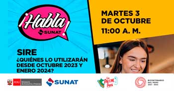 Evento online gratis "SIRE ¿Quiénes lo utilizarán desde octubre 2023 y enero 2024?" de la SUNAT