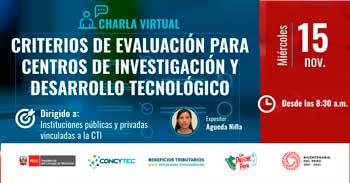 Charla online gratis sobre: "Criterios de evaluación para centros de Investigación y Desarrollo Tecnológico"