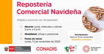 Curso semipresencial gratis "Repostería Comercial Navideña" del MIMP