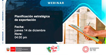 Webinar online "Planificación estratégica de exportación"  del MINCETUR