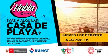 Evento online gratis "¿Vas a alquilar casa de playa?" de la SUNAT