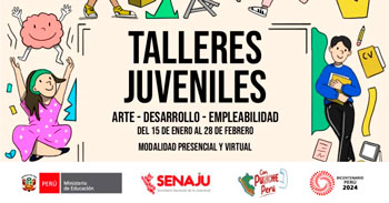 Talleres online y presenciales gratis "Arte, Desarrollo, Empleabilidad" de la SENAJU