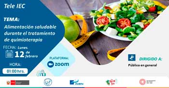 Evento online gratis sobre La "Alimentación Saludable durante el tratamiento de Quimioterapia" del INEN