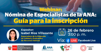 Webinar online "Nómina de Especialistas de la ANA: Guía para la inscripción" de la ANA