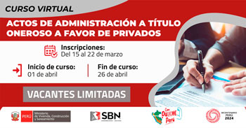 Curso online gratis certificado: Actos de Administración a Título Oneroso a favor de Privados (SBN)