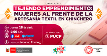 Charla online "Tejiendo emprendimiento: Mujeres al frente de la artesanía textil en chinchero"