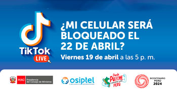 Evento online gratis "¿Mi celular será bloqueado el 22 de abril?" de OSIPTEL