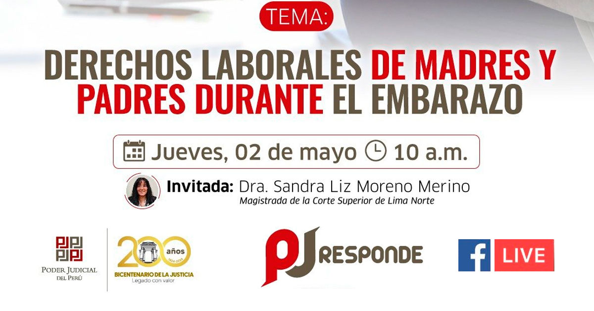 Evento online gratis "Derechos laborales de madres y padres durante el embarazo" del Poder Judicial del Perú