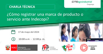  Charla online "¿Cómo registrar una marca de producto o servicio ante Indecopi?" del ITP