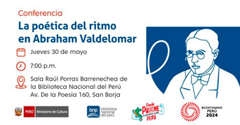 Conferencia presencial "La poética del ritmo en Abraham Valdeloma" de la BNP