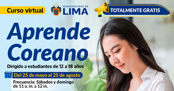 Curso online gratis sobre el "Idioma Coreano básico A1" de la Municipalidad de Lima