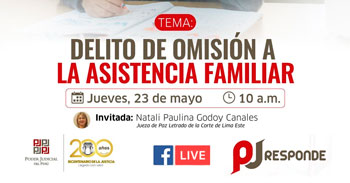 Evento online gratis "Delito de omisión a la asistencia familiar" del Poder Judicial del Perú