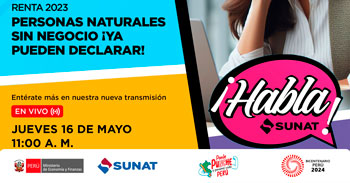 Evento online gratis "Renta 2023 personas naturales sin negocio" de la SUNAT