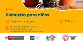 Taller presencial gratis "Biohuerto para niños" de la BNP