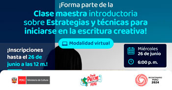 Evento online Clase maestra introductoria sobre estrategias y técnicas para iniciarte en la escritura creativa