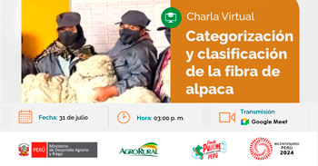 Charla online gratis sobre "Categorización y clasificación de la fibra de alpaca" de Agro Rural