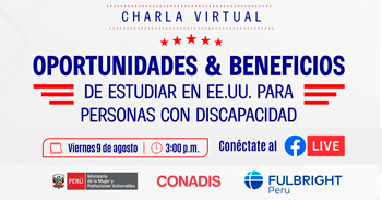 Charla online  Oportunidades y beneficios de estudiar en Estados Unidos para personas con discapacidad del MIMP