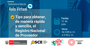 Conferencia online gratis "¿Cómo obtener el Registro Nacional de Proveedores?" del OSCE