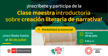 Evento presencial de "Clase maestra introductoria sobre creación literaria de narrativa"