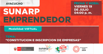 Evento online gratis  "Constitución e inscripción de empresas"  de la SUNARP