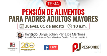 Evento online gratis "Pension de aumentos para padres adultos mayores" del Poder Judicial del Perú