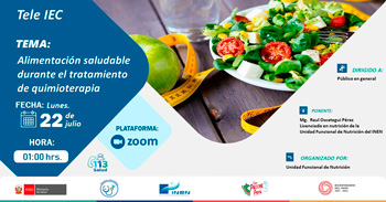 Capacitación online gratis sobre La "Alimentación Saludable durante el tratamiento de Quimioterapia" del INEN