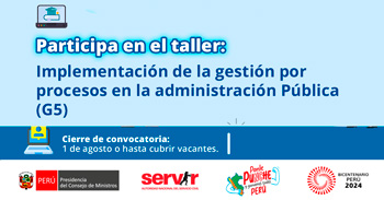 Taller online "Implementación de la gestión por procesos en la administración pública" de la ENAP