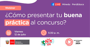 Webinar online "¿Cómo presentar tu buena práctica al concurso?" del MINEDU