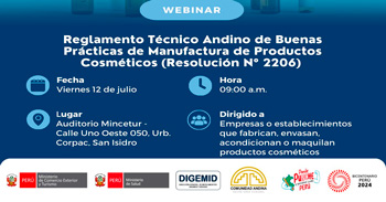 Webinar online Reglamento Técnico Andino de Buenas Prácticas de Manufactura de Productos Cosméticos (Resolución 2206)