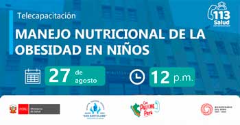 Capacitación online gratis "Manejo nutricional de la obesidad en niños" de MINSA