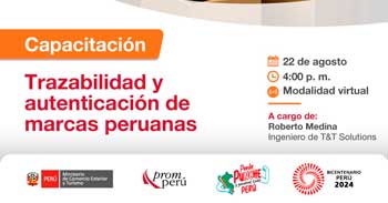 Capacitación online sobre "Trazabilidad y autenticación de marcas peruanas" de PromPerú