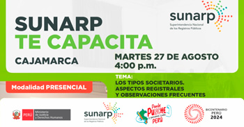 Charla presencial gratis "Los tipos societarios, aspectos registrales y observaciones frecuentes" de la SUNARP