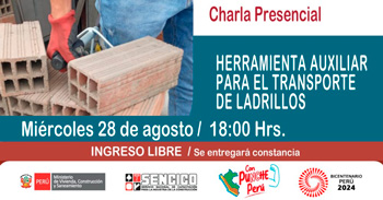 Charla presencial sobre "Herramienta auxiliar para el transporte de ladrillos" de SENCICO