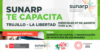 Charla online gratis "Aumento de capital y modificación de estatutos de sociedades" de la SUNARP