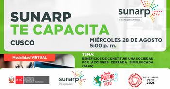 Charla online gratis "Beneficios de constituir una Sociedad por Acciones Cerrada Simplificada" de la SUNARP