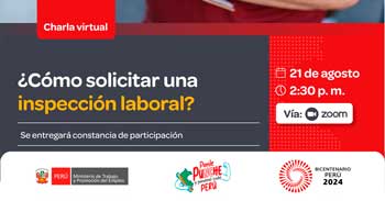 Charla online gratis "¿Cómo solicitar una inspección laboral?" del MTPE